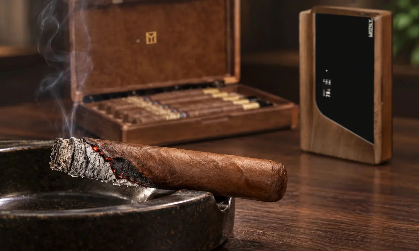 Cigar burning unevenly with one side of the burn line advancing faster