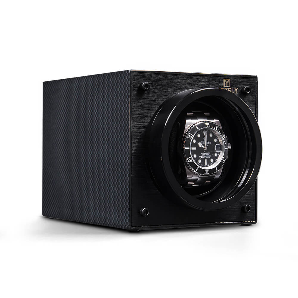 MOZSLY® Black Knight Single Watch Winder -Black Carbon Brazed Piano Paint -- MOZSLY