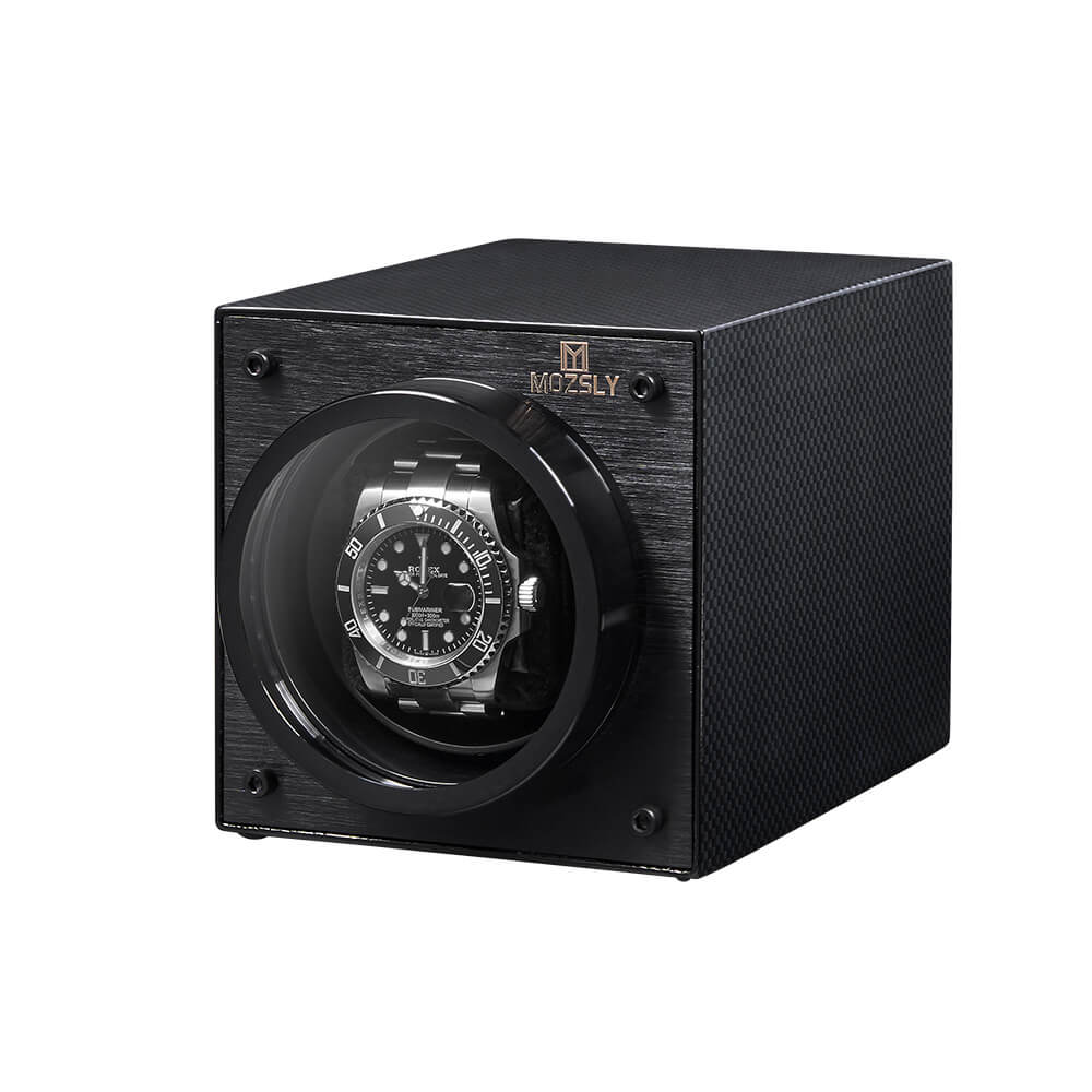 MOZSLY® Black Knight Single Watch Winder -Black Carbon Brazed Piano Paint -- MOZSLY