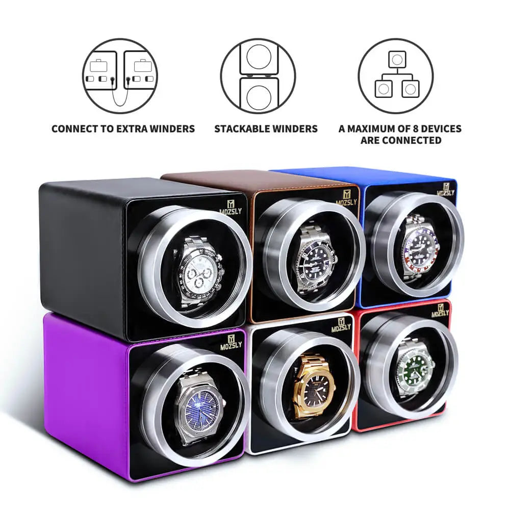 Automatic Watch Winder for Sale-Purple Leather -Mozlsy