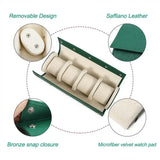 Genuine Leather Watch Roll 4-Slot Travel Case-3