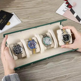 Genuine Leather Watch Roll 4-Slot Travel Case-4