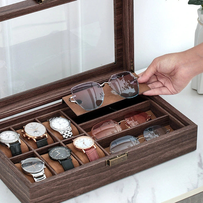 Luxury Wooden Watch Sunglasses Collection Box -3