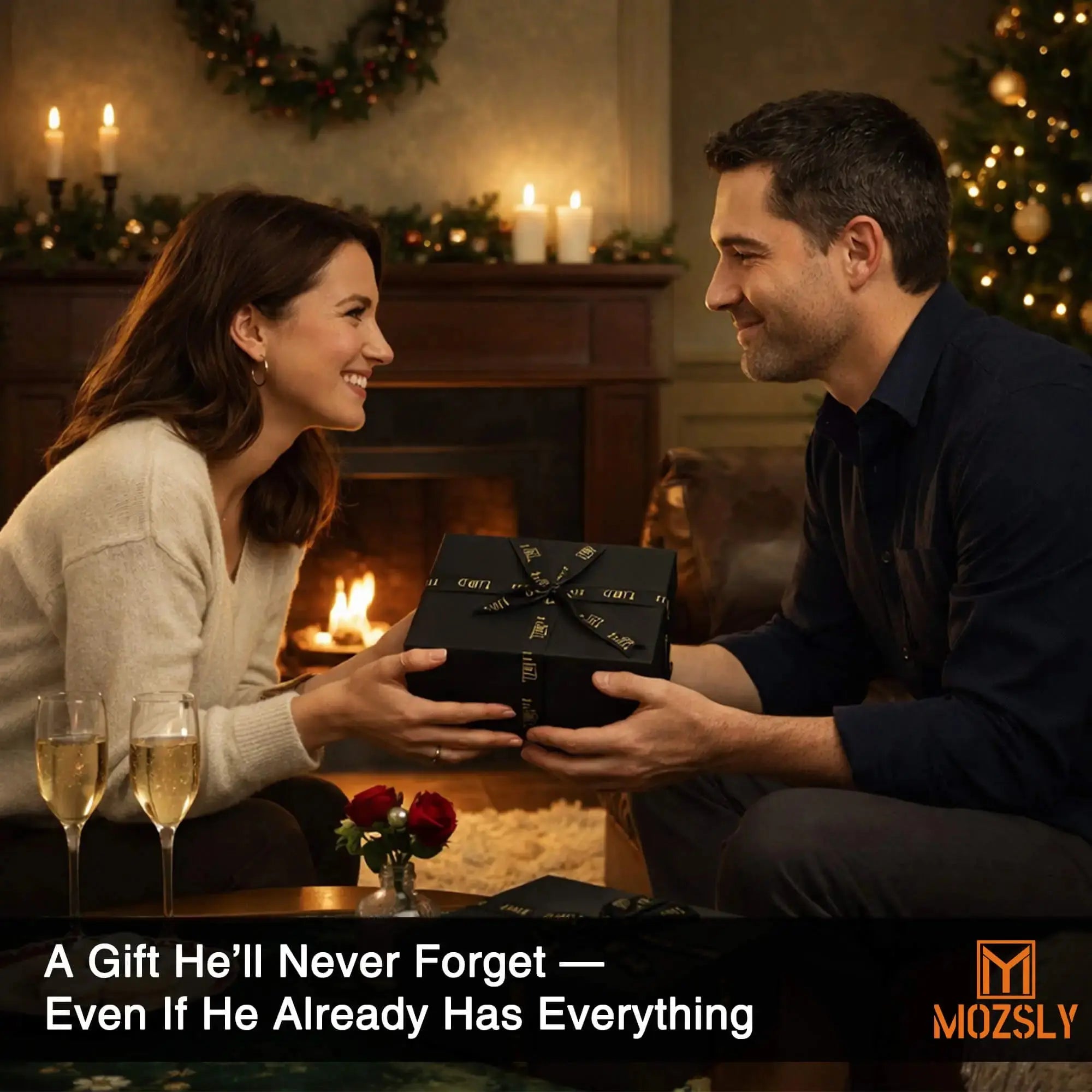 MOZSLY Portable Walnut Wood Cigar Box -- MOZSLY