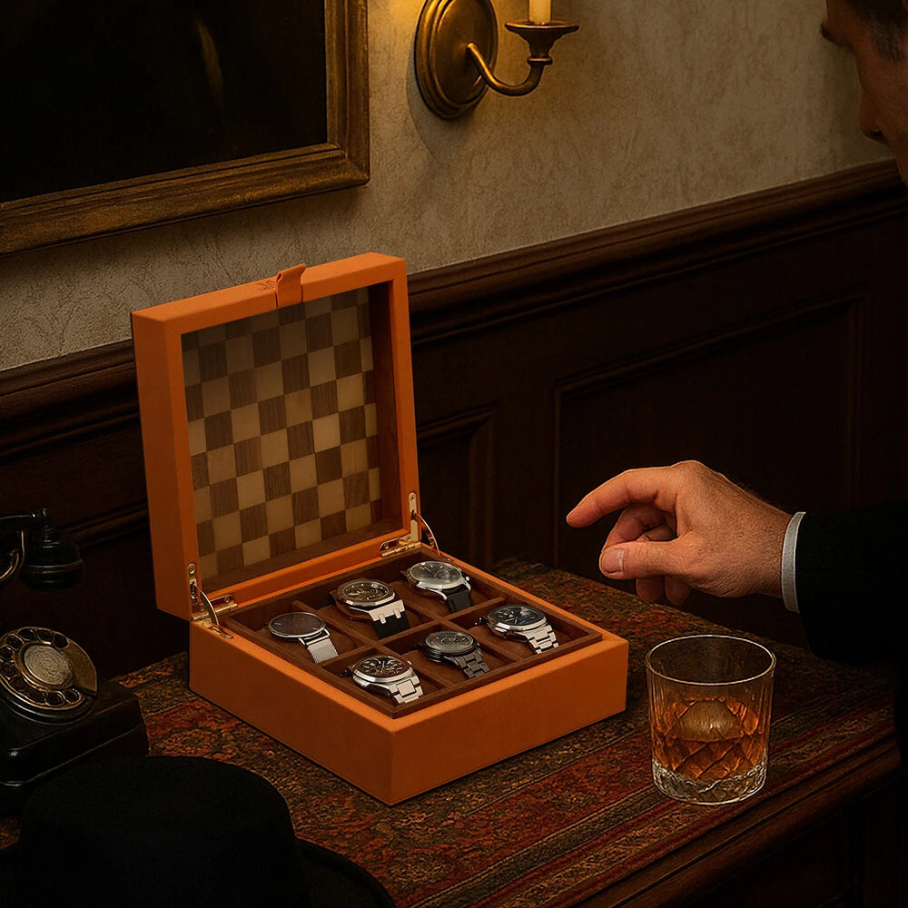 MOZSLY Luxury 6 Watch Storage Box – Seville Glow Orange (Artist’s Series)_07