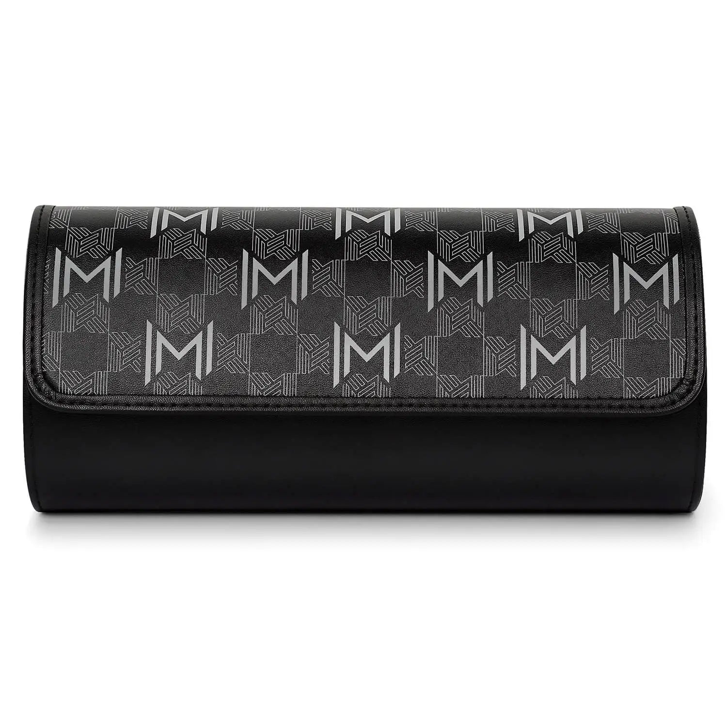 MOZSLY Watch Roll Travel Case 3 Slots - Black Retro Prints -- Mozsly