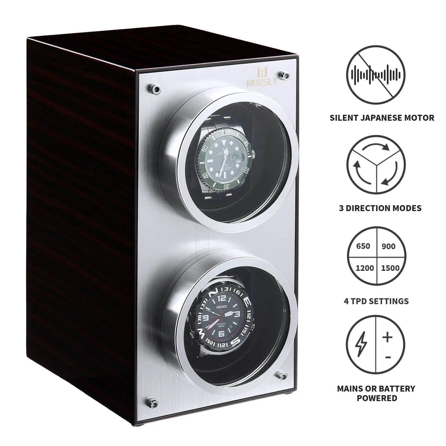 MOZSLY® Double Watch Winder - Red Wood Box Piano Paint