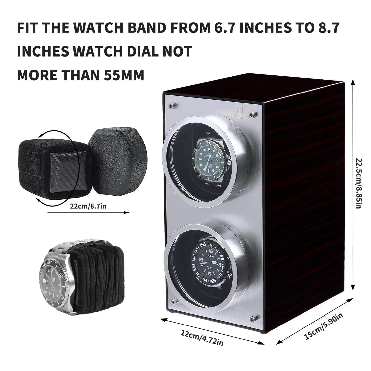 MOZSLY® Double Watch Winder - Red Wood Box Piano Paint