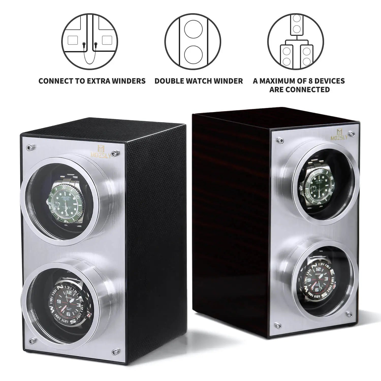 MOZSLY® Double Watch Winder - Red Wood Box Piano Paint