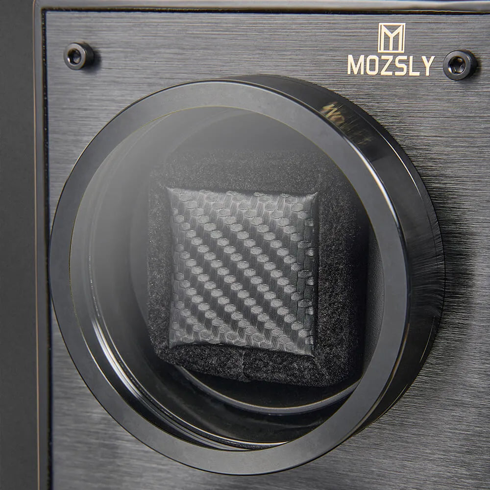 MOZSLY® Black Knight Double Watch Winder -Black Carbon Brazed Piano Paint_04