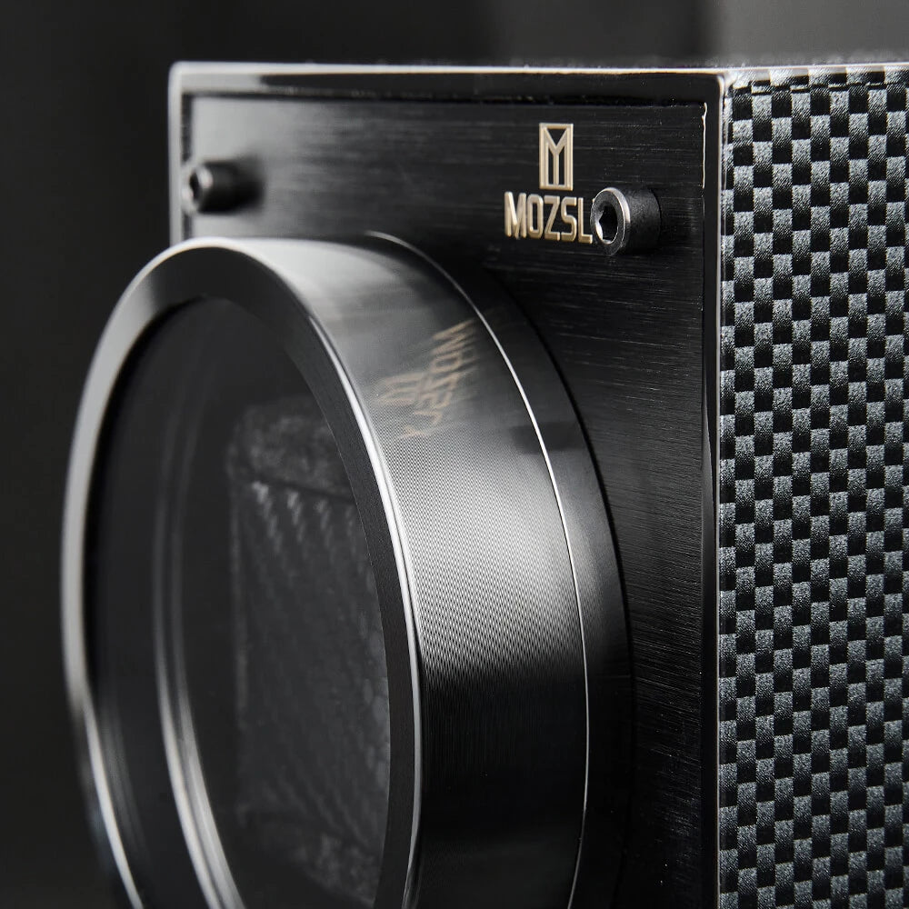 MOZSLY® Black Knight Double Watch Winder -Black Carbon Brazed Piano Paint_06