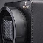 MOZSLY® Black Knight Single Watch Winder - Black Leather -- MOZSLY