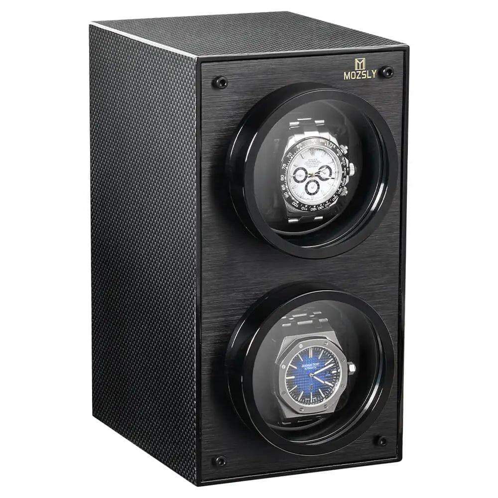MOZSLY® Black Knight Double Watch Winder -Black Carbon Brazed Piano Paint -- MOZSLY