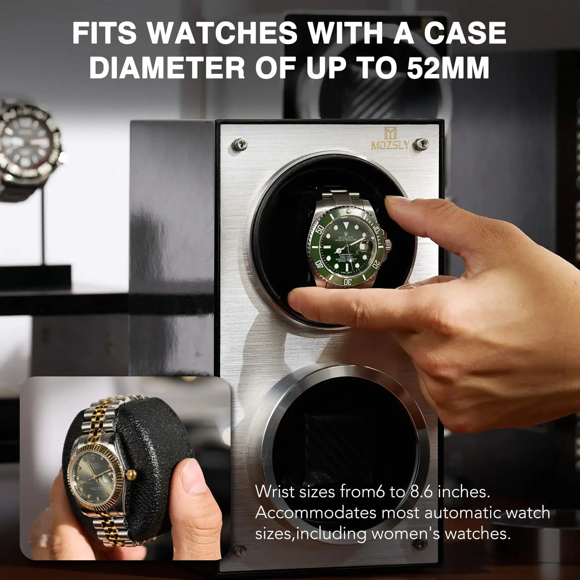 MOZSLY® Double Watch Winder -Black Carbon Brazed Piano Paint_06