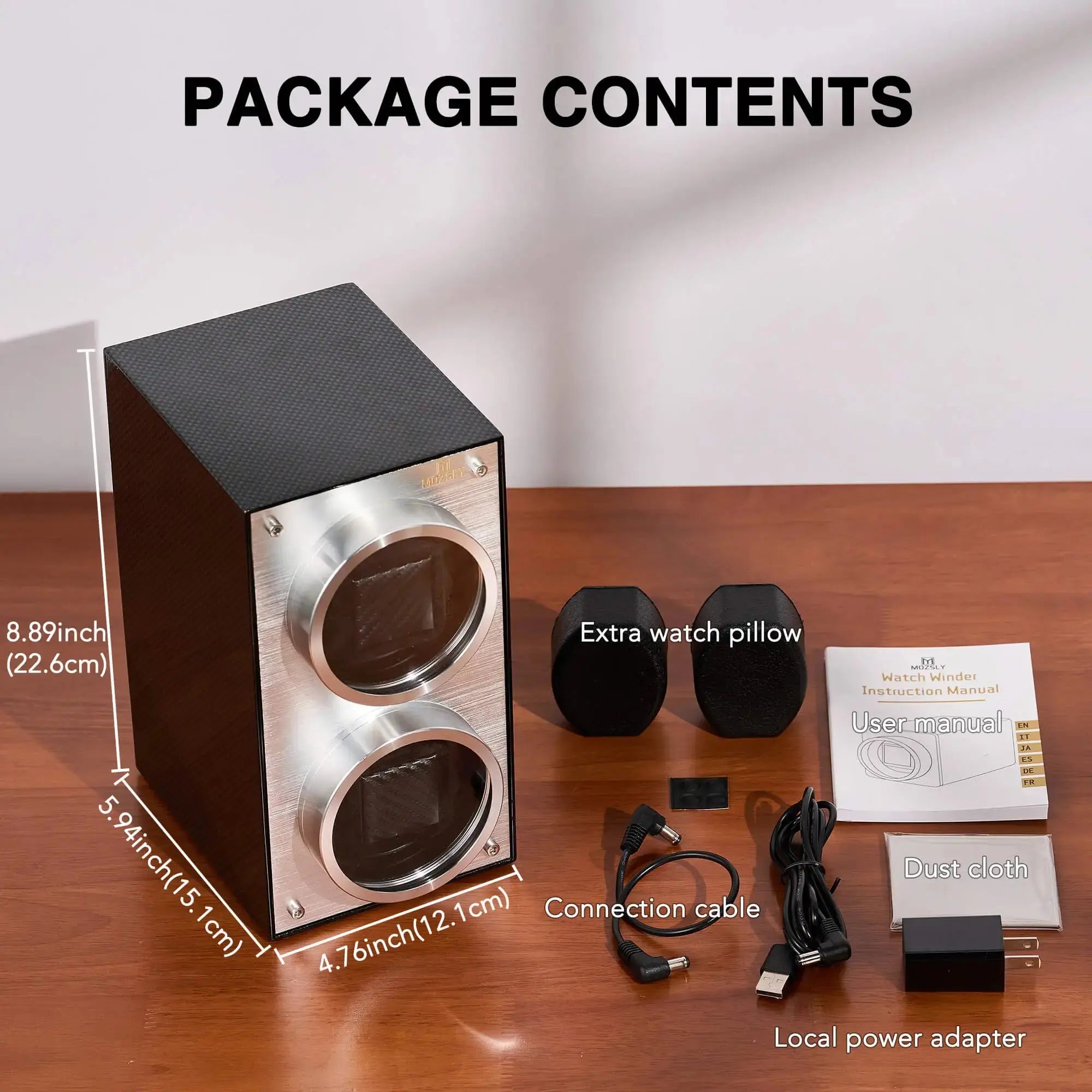 MOZSLY® Double Watch Winder -Black Carbon Brazed Piano Paint_07