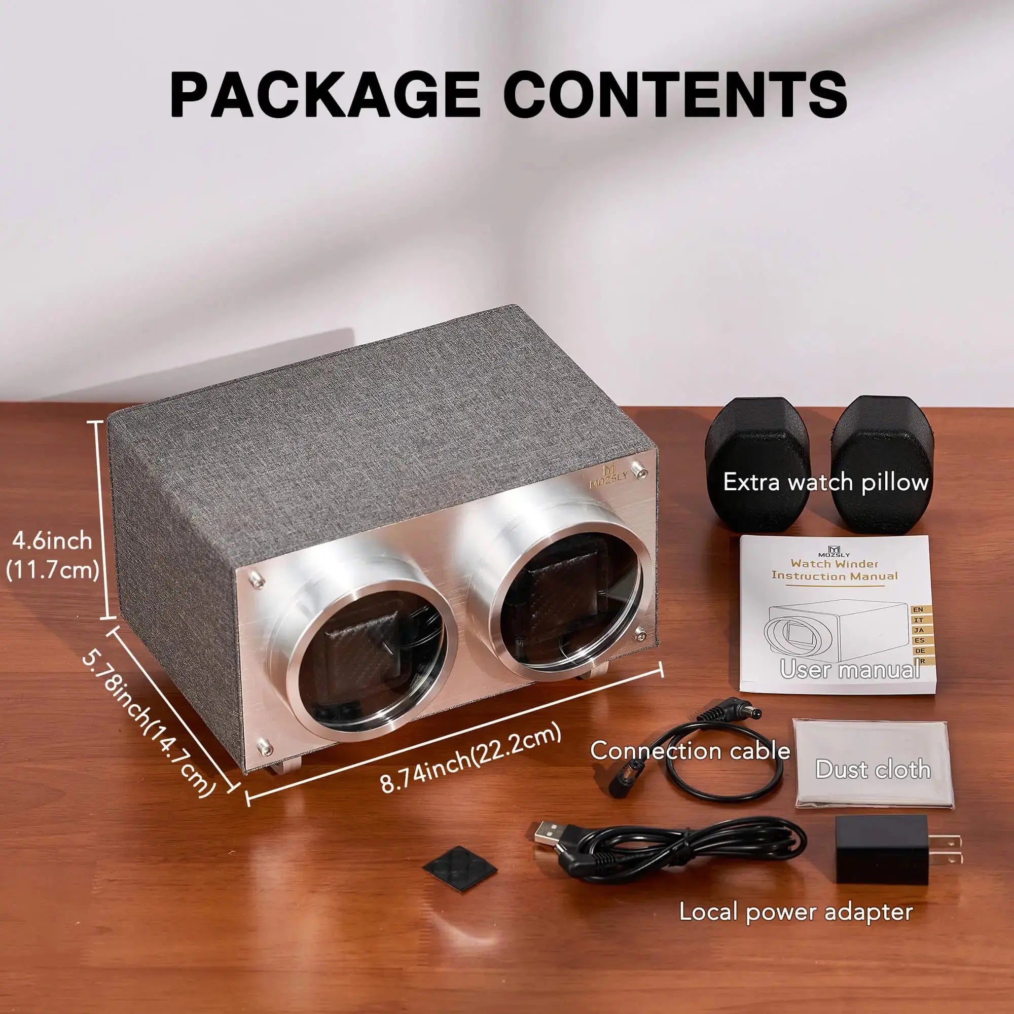 MOZSLY® Double Watch Winder - Gray  Polyester_07