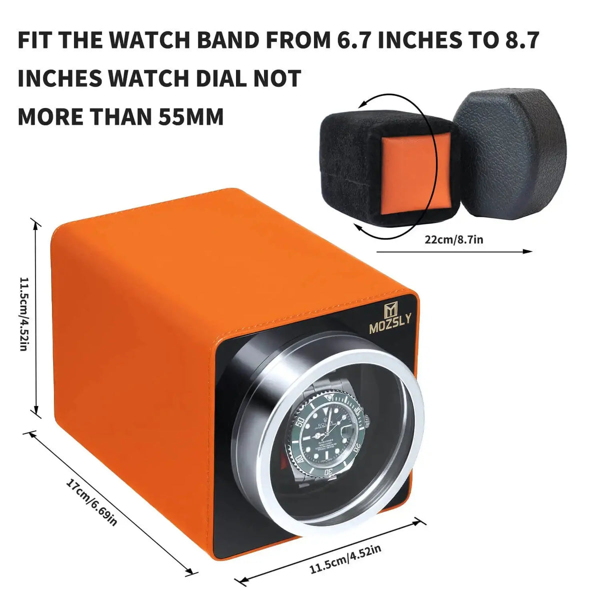 Orange Leather Single Watch Winder | MOZSLY