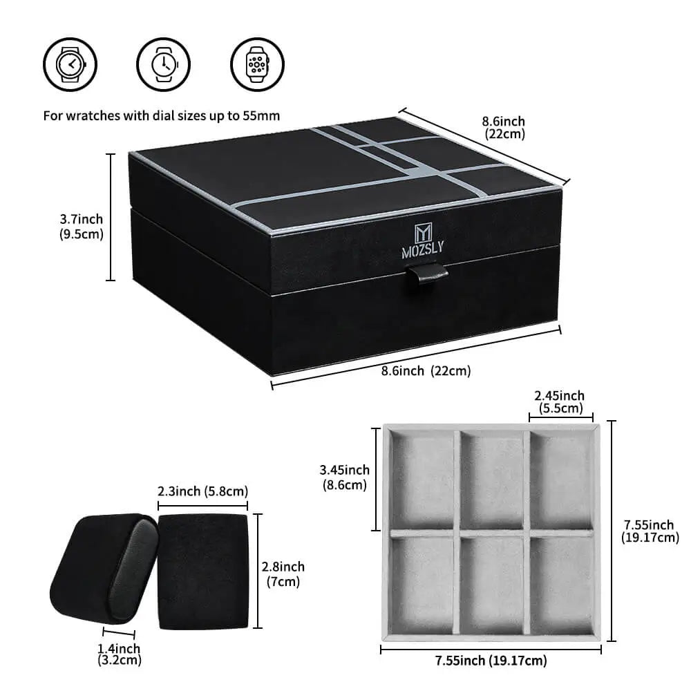 MOZSLY Luxury 6 Watch Storage Box – Berlin Obsidian Black (Artist’s Series)_04