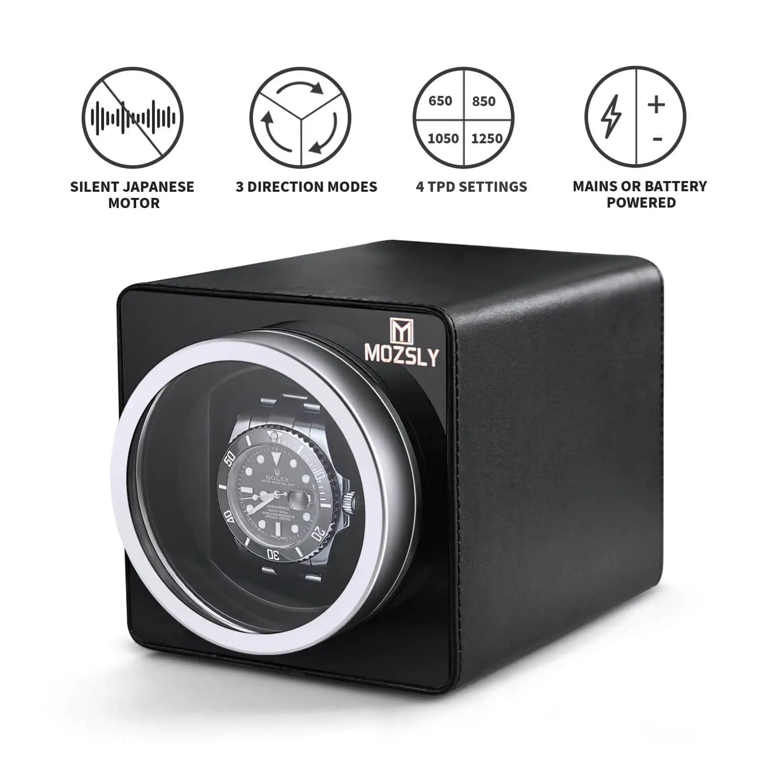 Single Automatic Watch Rocker Single Watch Winder Black Leather
