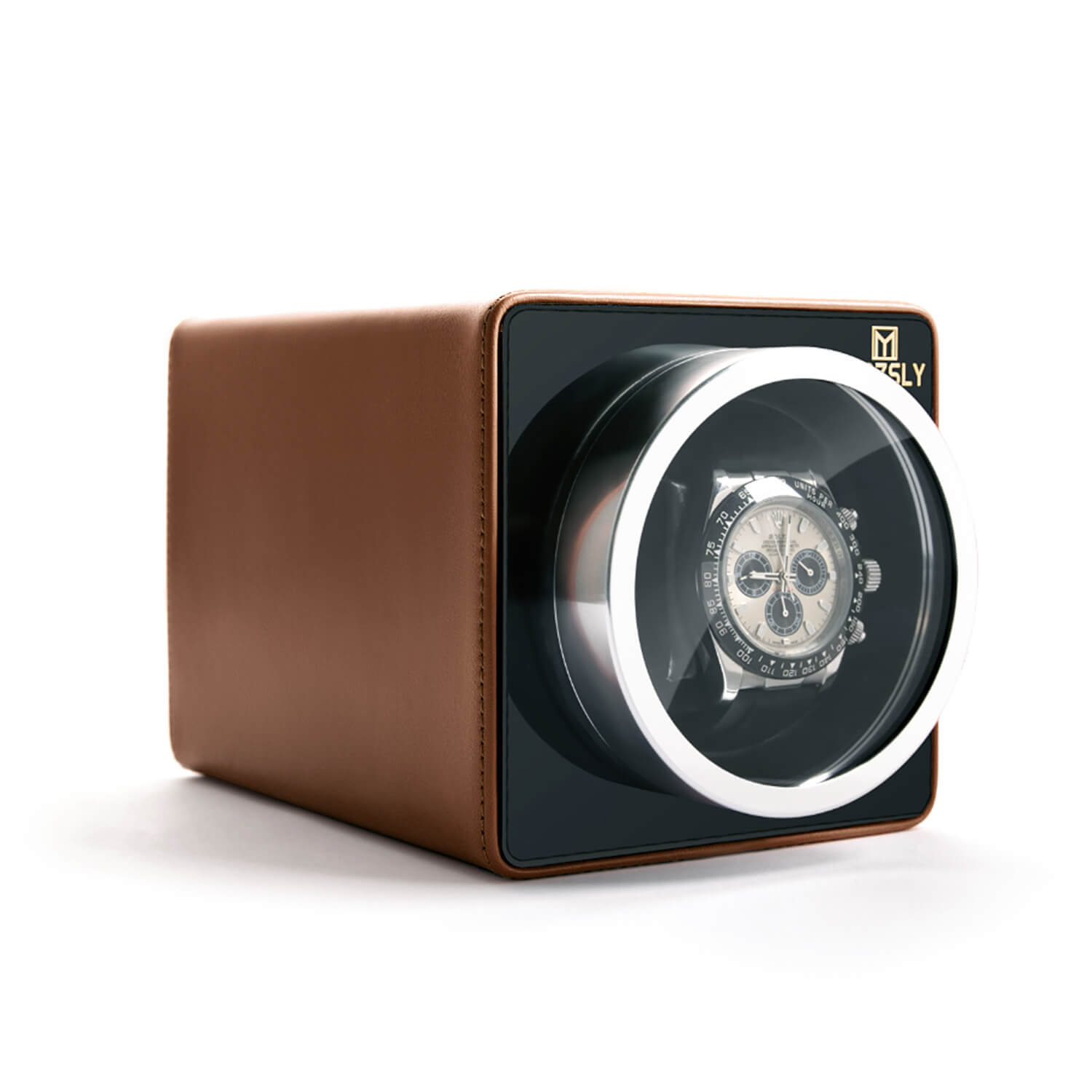 MOZSLY® Single Watch Winder - Brown Leather รูปสินค้าหลัก