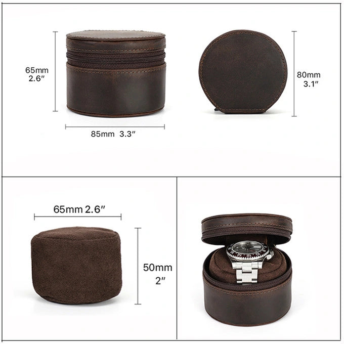 Single Genuine Leather Luxury Portable Watch Travel Roll-2