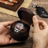 Single Genuine Leather Luxury Portable Watch Travel Roll-3