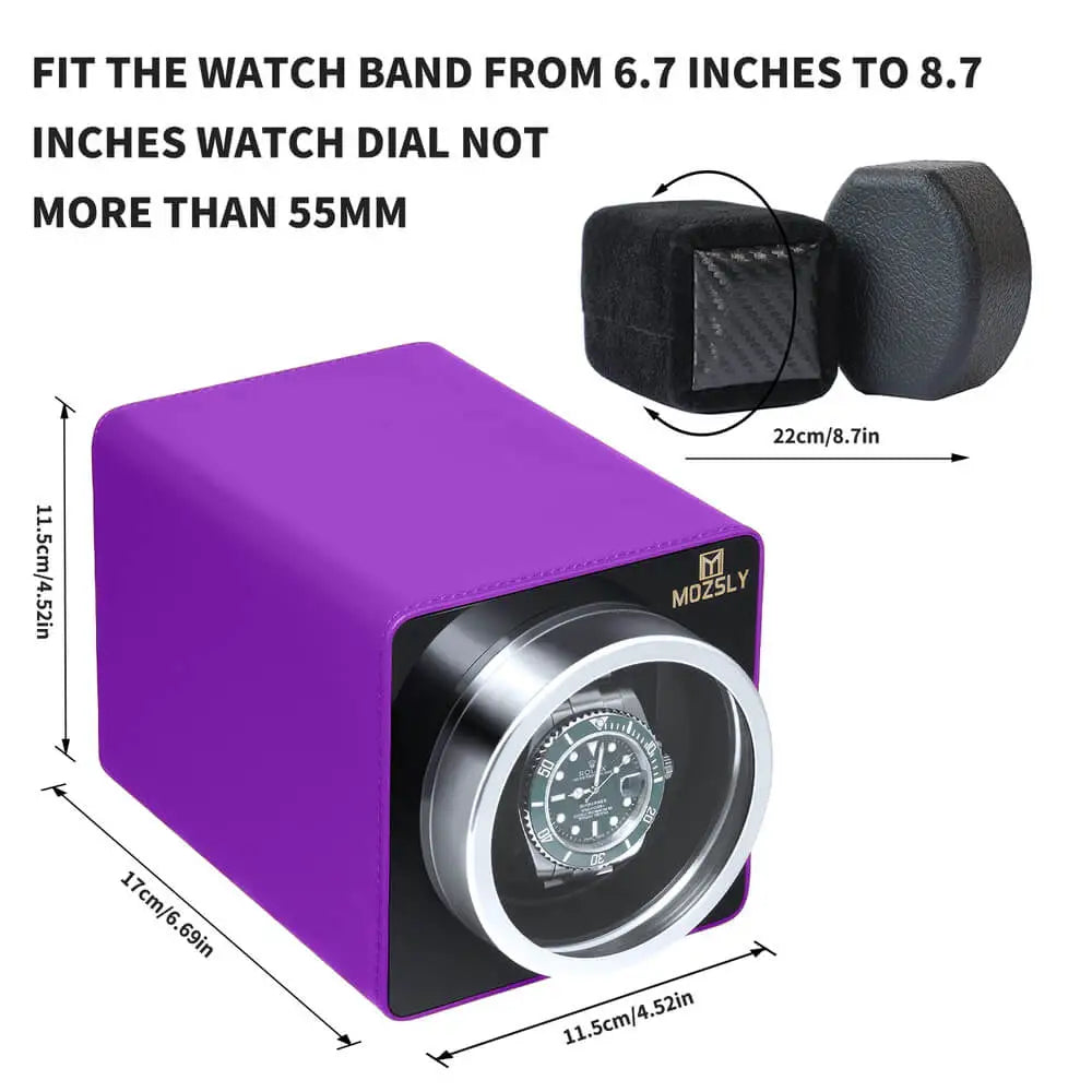 Watch Winder for Automatic Watches-Purple Leather-Mozsly