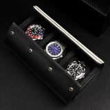 best luxury leather 3 watch roll-Black_07