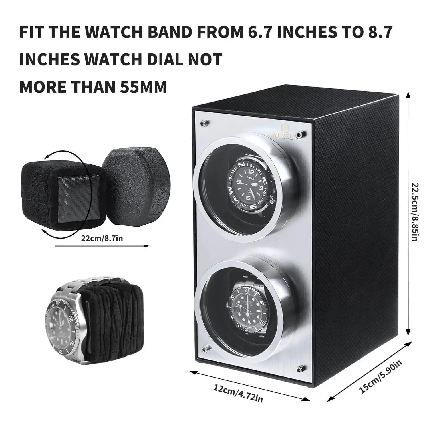 Black Carbon Brazed Double Watch Winder case 丨MOZSLY Black Carbon Brazed Double Watch Winder case 丨MOZSLY