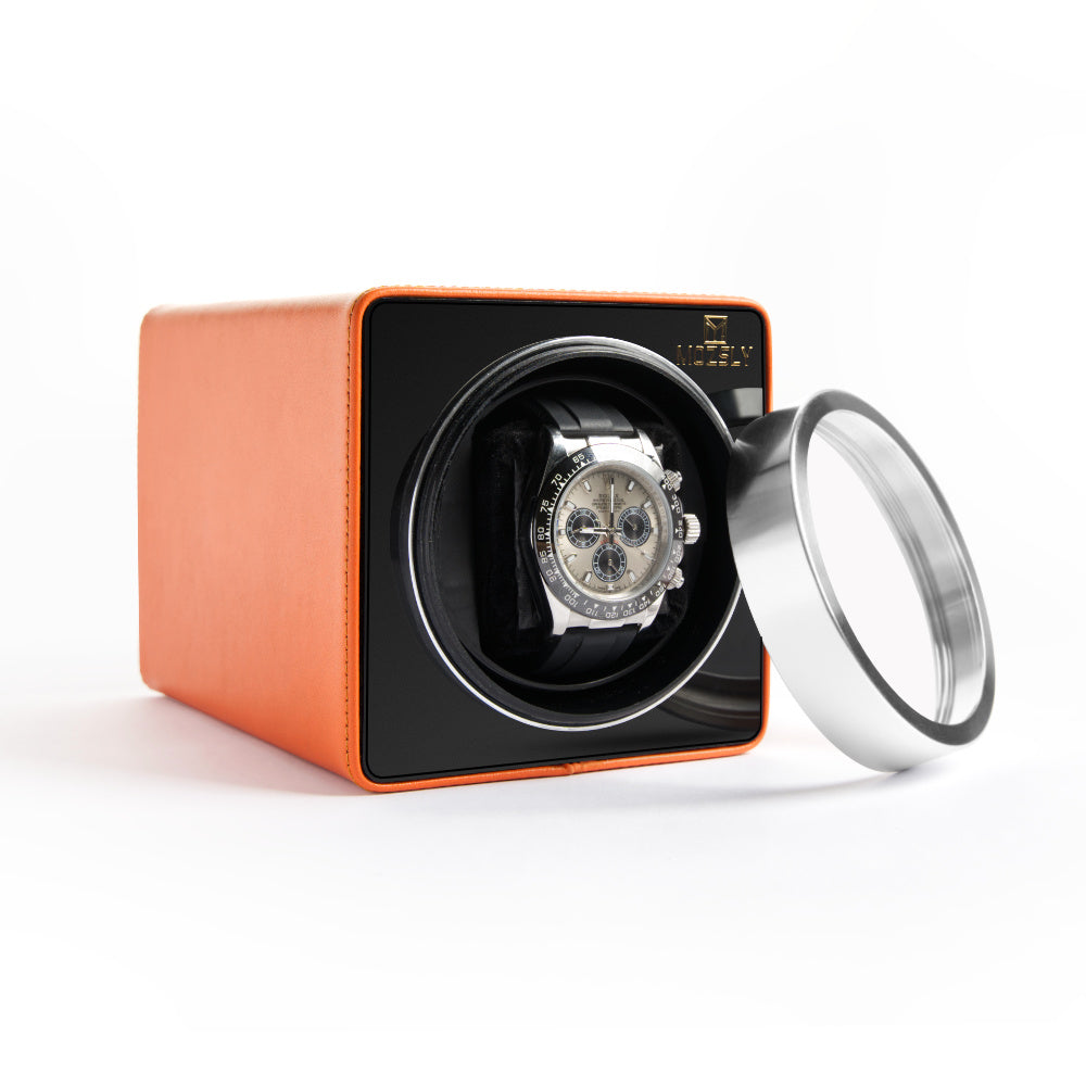 MOZSLY® Leather Watch Winder - Orange - mozsly