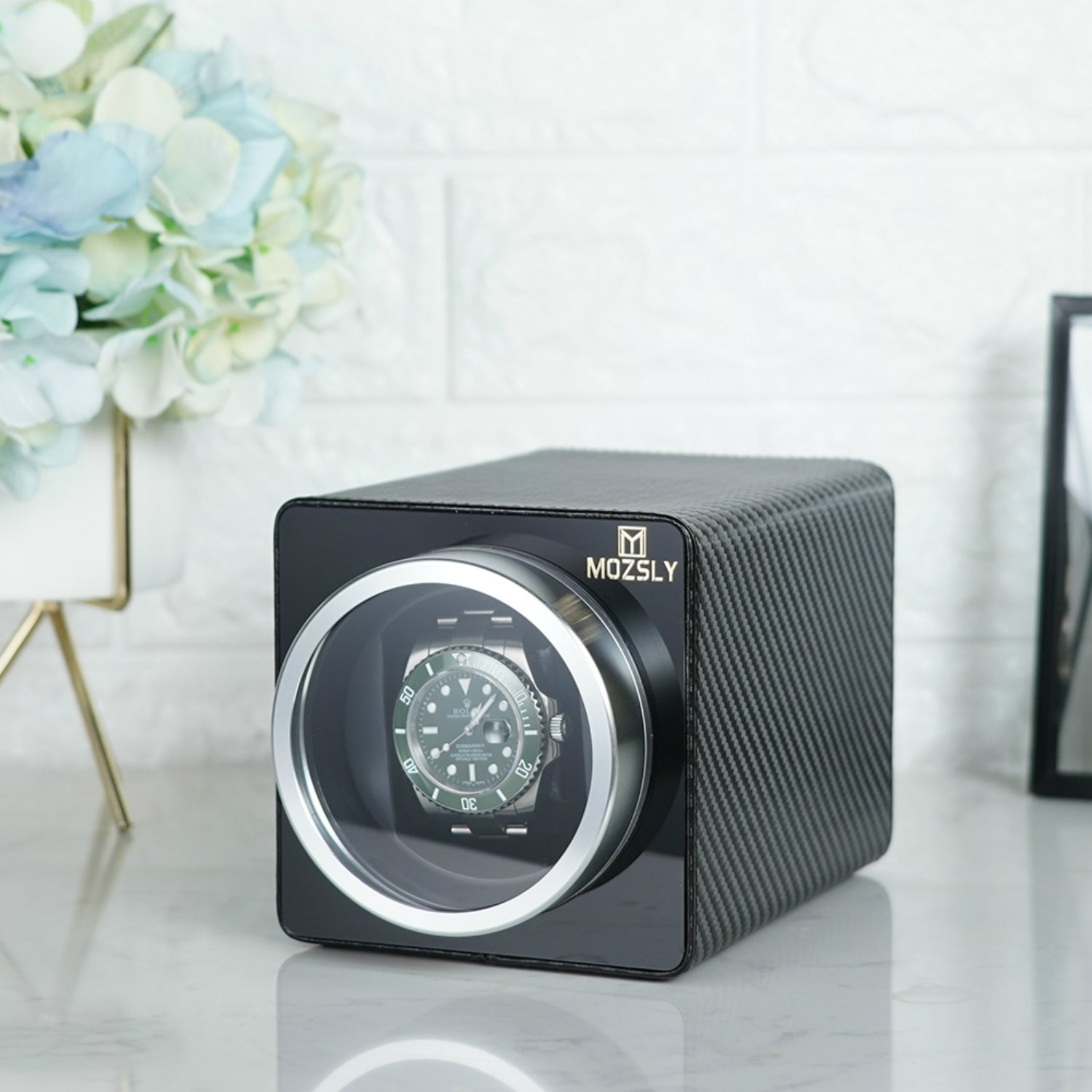Single Watch Winder Carbon Fiber Leather High quality MOZSLY