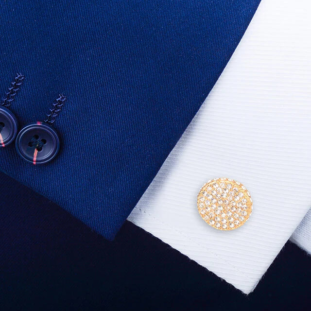 Mens Shirt High Quality Round Crystal Cufflinks Wedding Best Man Gift -- Mozsly