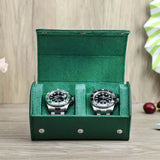 Luxury Green 2 Watch Travel Display Case-MOZSLY-3