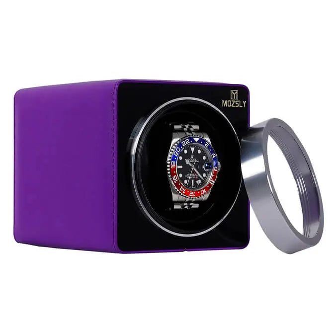 Luxury Watch Winder Box for Rolex-Purple Leather-Mozsly