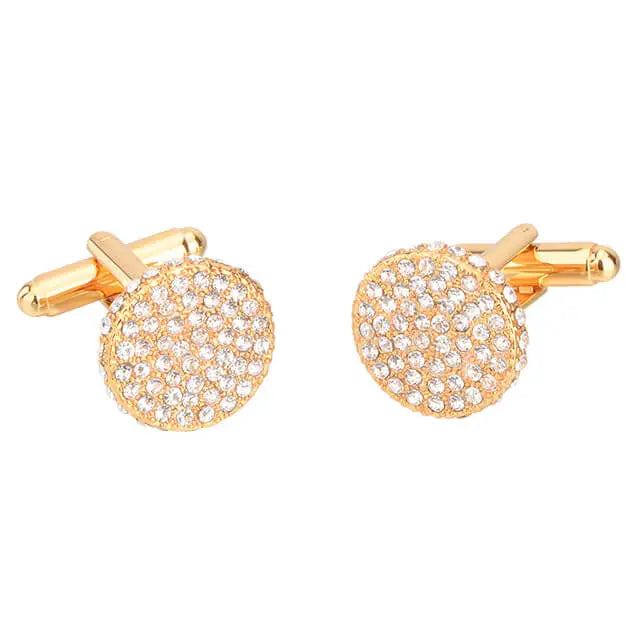 Mens Shirt High Quality Round Crystal Cufflinks Wedding Best Man Gift -- Mozsly