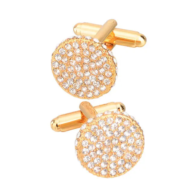 Mens Shirt High Quality Round Crystal Cufflinks Wedding Best Man Gift -- Mozsly