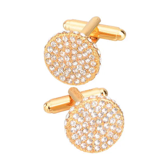 Mens Shirt High Quality Round Crystal Cufflinks Wedding Best Man Gift -- Mozsly