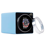 Best Single Watch Winder Box-Light Blue Leather-Mozsly