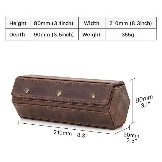 Retro 4 Slots Watch Roll Storage Box Genuine Leather Watches