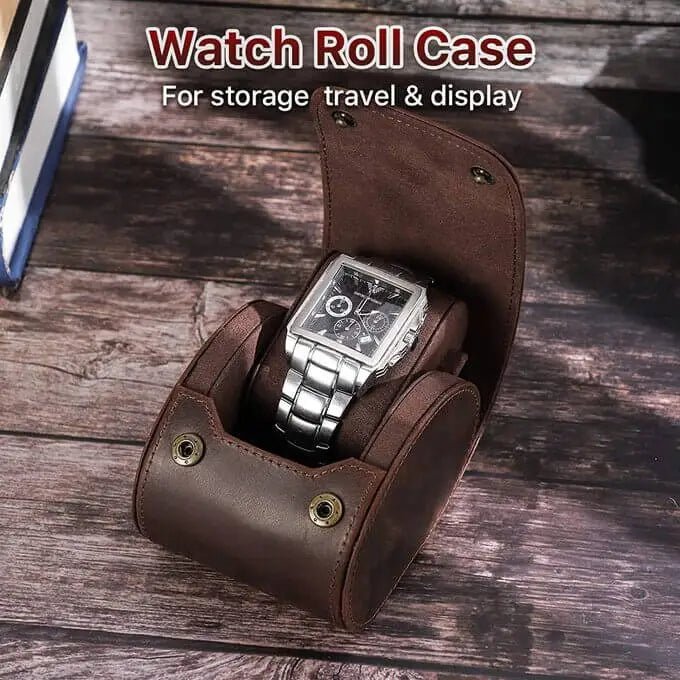 3 Slots Genuine Leather Watch Travel Display Case Luxury Watch Roll Storage  Box 