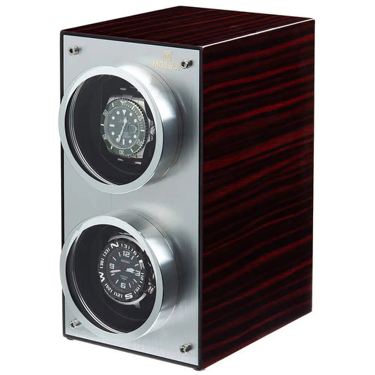 MOZSLY® Double Watch Winder - Red Wood Box Piano Paint -- mozsly