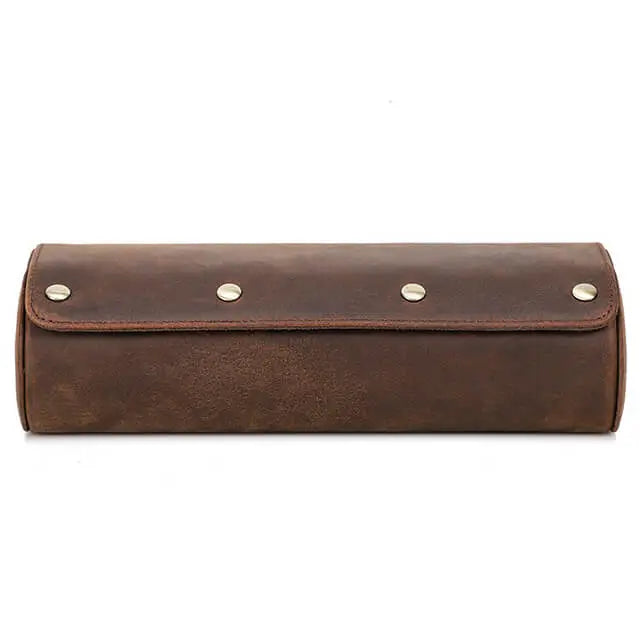 brown leather watch roll