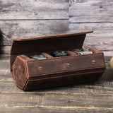 luxury leather brown watch travel case