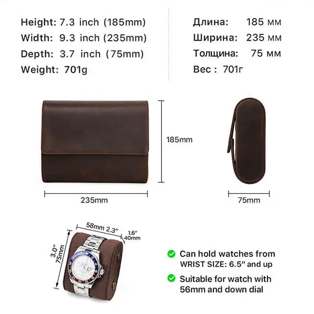 QWATCHBANDS Napa Leather Watch Case for Men - Watch Roll Storage Organizer  & Watch Display - Six Slot Luxury Watch Box for Home or Travel - Mens 6  Watch Holder Case (Brown Tan) - Yahoo Shopping