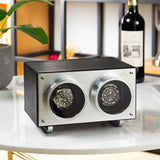 mozsly double watch winder-black leather